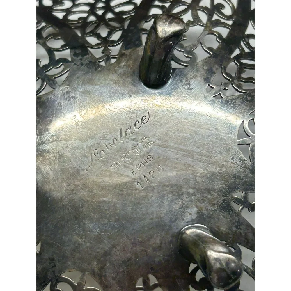 Vintage International Silver Lovelace Footed Handled Candy Dish